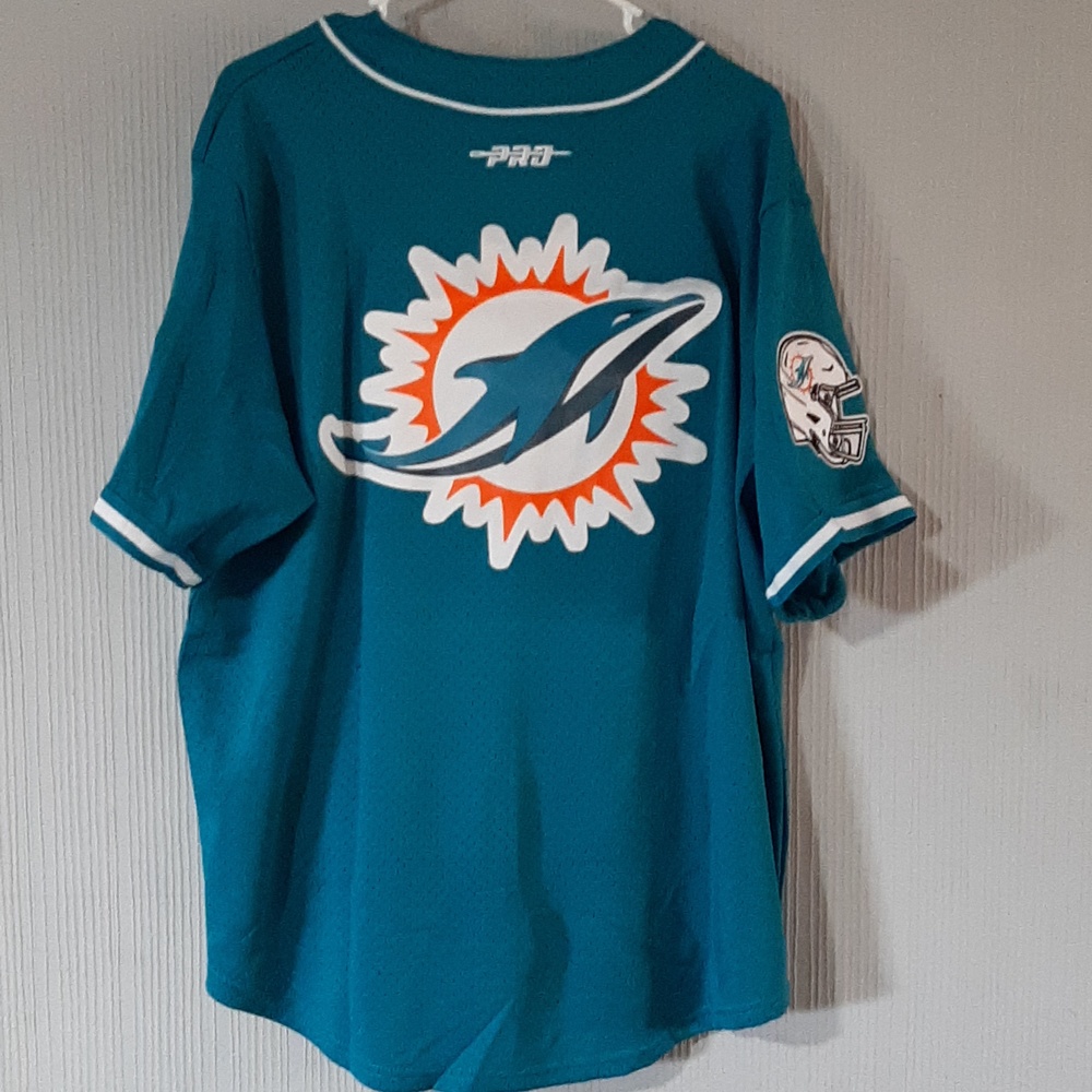 Tyreek Hill Miami Dolphins Pro Standard Mesh Button-Up Baseball Jersey - Aqua - Picture 2 of 4